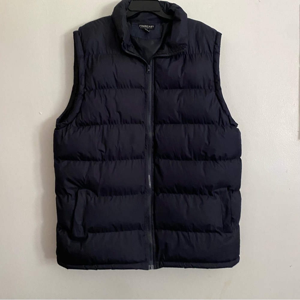 Fourcast Outwear Puffer Vest Mens Size XL Full Zip Up Dark Blue-Black